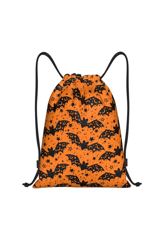 Drawstring Backpack - bat star halloween Splash Proof Small Drawstring Gym Bag for Women Men, Cinch Sports String Bag Backpack for Travel Swimming Beach