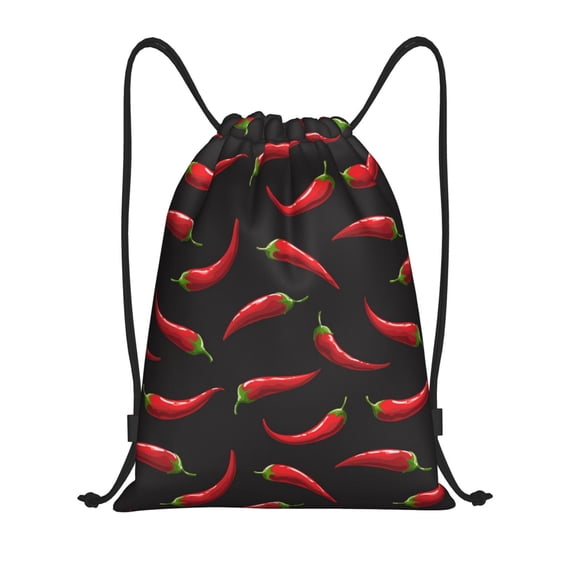 Drawstring Backpack - bell Pepper black Splash Proof Small Drawstring Gym Bag for Women Men, Cinch Sports String Bag Backpack for Travel Swimming Beach