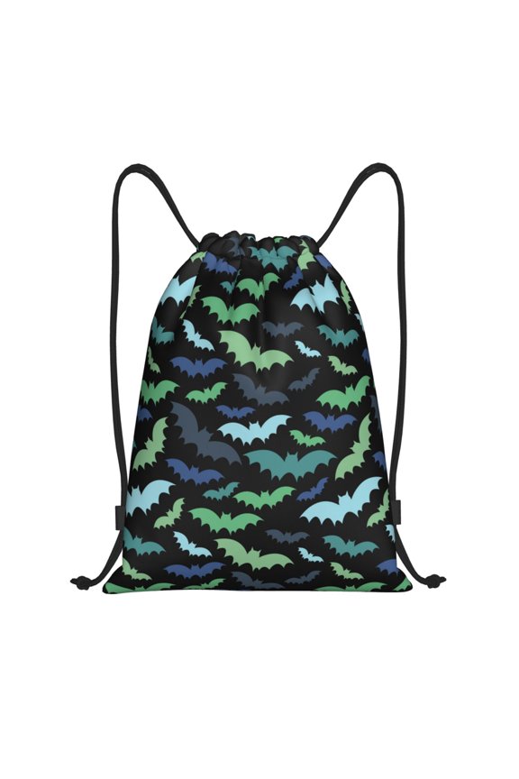 Drawstring Backpack - blue green bats cool Splash Proof Small Drawstring Gym Bag for Women Men, Cinch Sports String Bag Backpack for Travel Swimming Beach