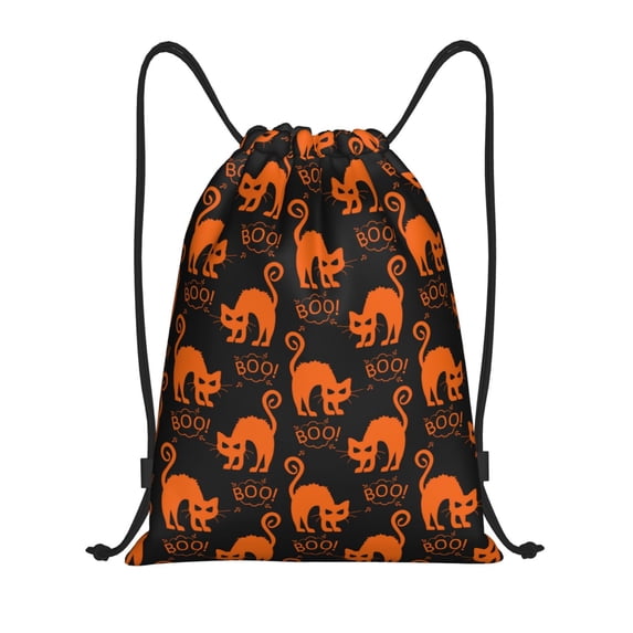 Drawstring Backpack - boo cat halloween Splash Proof Small Drawstring Gym Bag for Women Men, Cinch Sports String Bag Backpack for Travel Swimming Beach