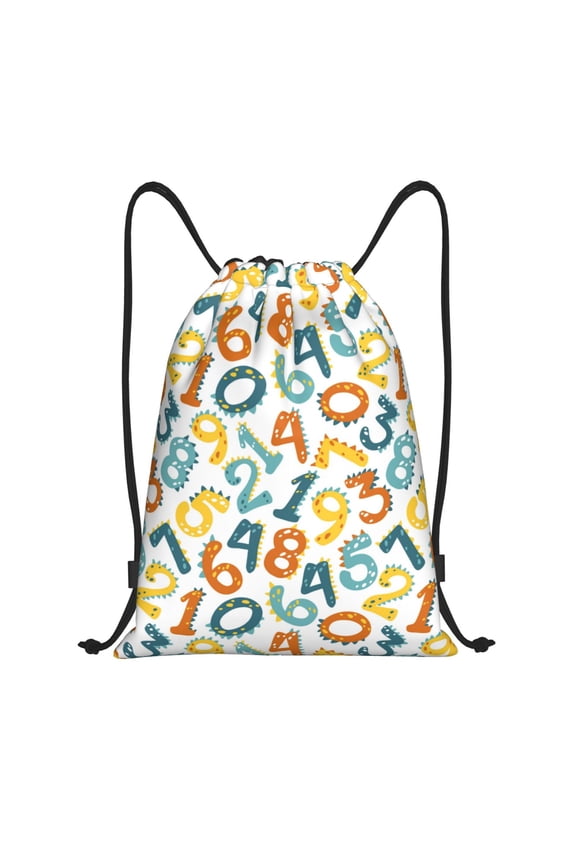 Drawstring Backpack - cartoon Math number Print Splash Proof Small Drawstring Gym Bag for Women Men, Cinch Sports String Bag Backpack for Travel Swimming Beach