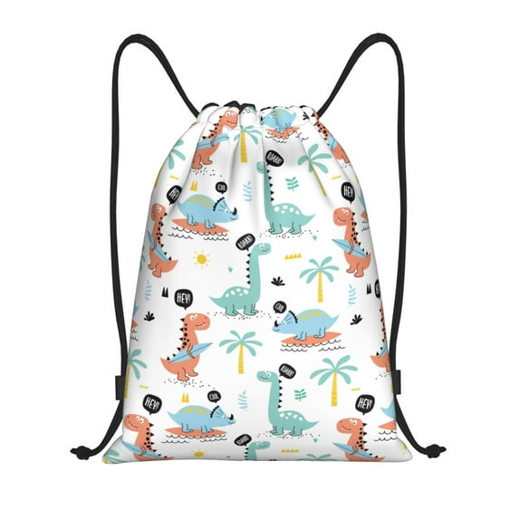 Drawstring Backpack - cartoon cute dinosaur Splash Proof Small Drawstring Gym Bag for Women Men, Cinch Sports String Bag Backpack for Travel Swimming Beach