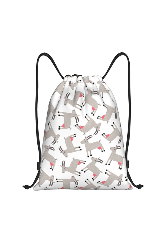 Drawstring Backpack - cartoon goats cute Splash Proof Small Drawstring Gym Bag for Women Men, Cinch Sports String Bag Backpack for Travel Swimming Beach