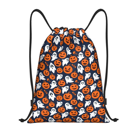 Drawstring Backpack - cartoon halloween elements Splash Proof Small Drawstring Gym Bag for Women Men, Cinch Sports String Bag Backpack for Travel Swimming Beach