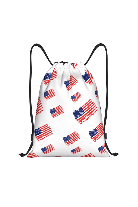 Drawstring Backpack - cool USA Flag Print Splash Proof Small Drawstring Gym Bag for Women Men, Cinch Sports String Bag Backpack for Travel Swimming Beach