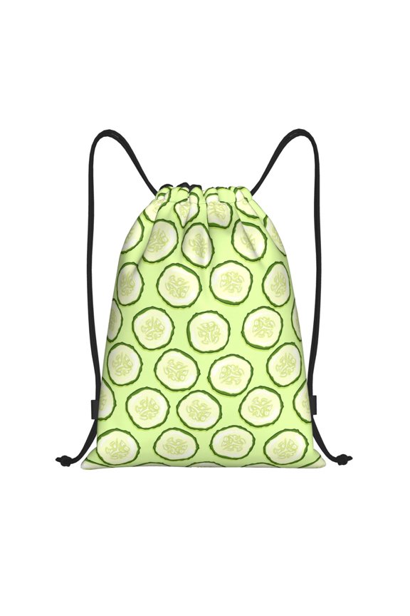 Drawstring Backpack - cute Cucumber slices Splash Proof Small Drawstring Gym Bag for Women Men, Cinch Sports String Bag Backpack for Travel Swimming Beach