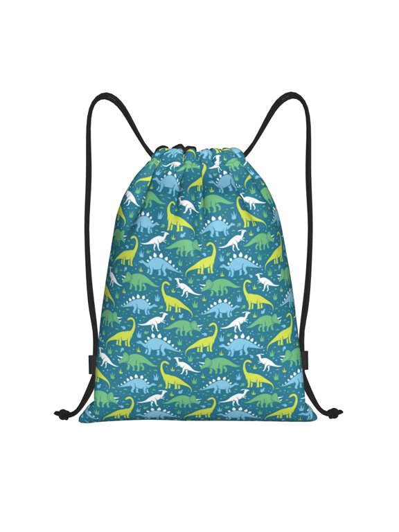 Drawstring Backpack - cute Dinosaur printA Splash Proof Small Drawstring Gym Bag for Women Men, Cinch Sports String Bag Backpack for Travel Swimming Beach