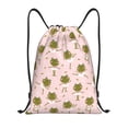 thumbnail image 1 of Drawstring Backpack - cute ballet frogs flower pink Splash Proof Small Drawstring Gym Bag for Women Men, Cinch Sports String Bag Backpack for Travel Swimming Beach, 1 of 8