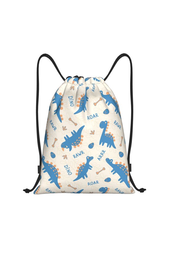 Drawstring Backpack - cute blue Dinosaur Splash Proof Small Drawstring Gym Bag for Women Men, Cinch Sports String Bag Backpack for Travel Swimming Beach