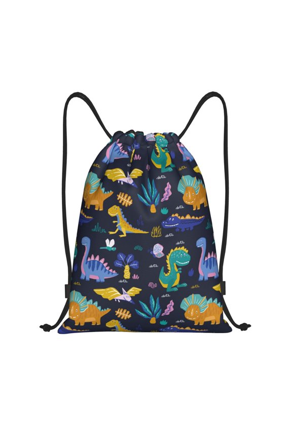 Drawstring Backpack - cute cartoon Dinosaur print Splash Proof Small Drawstring Gym Bag for Women Men, Cinch Sports String Bag Backpack for Travel Swimming Beach