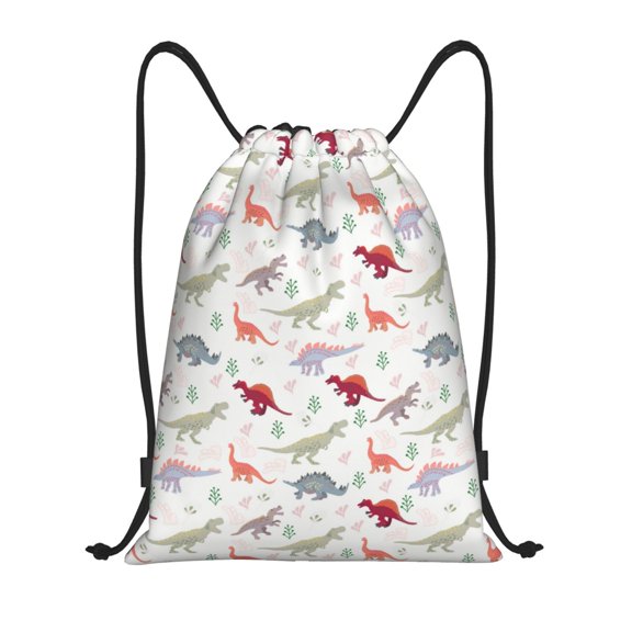 Drawstring Backpack - cute dinosaur AB Splash Proof Small Drawstring Gym Bag for Women Men, Cinch Sports String Bag Backpack for Travel Swimming Beach
