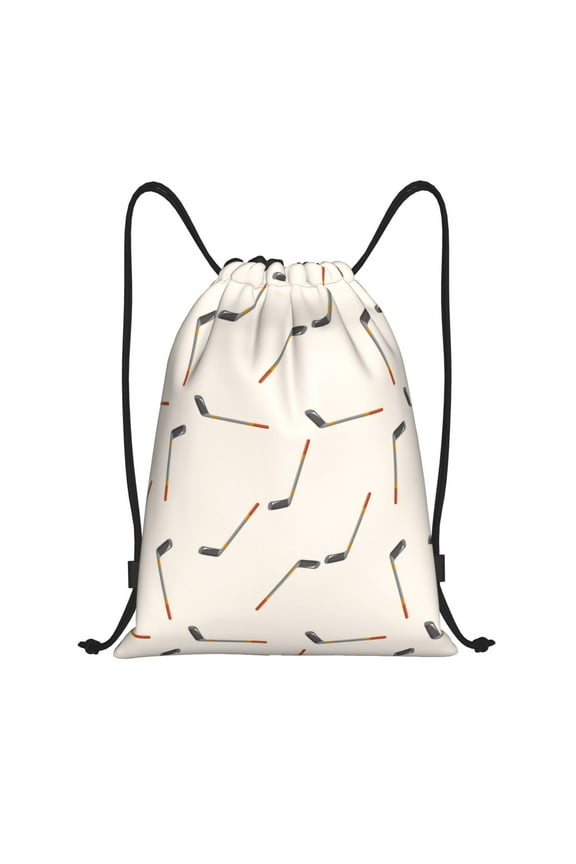 Drawstring Backpack - cute hockey sticks Splash Proof Small Drawstring Gym Bag for Women Men, Cinch Sports String Bag Backpack for Travel Swimming Beach