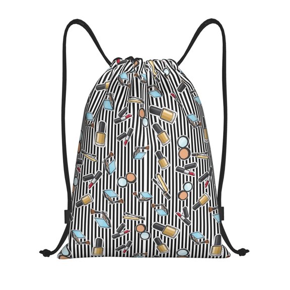 Drawstring Backpack - cute makeup Splash Proof Small Drawstring Gym Bag for Women Men, Cinch Sports String Bag Backpack for Travel Swimming Beach