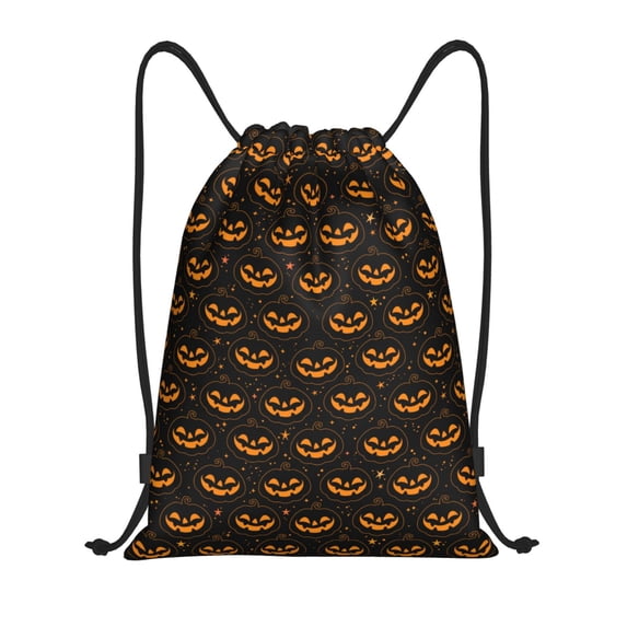 Drawstring Backpack - cute pumpkin halloween Splash Proof Small Drawstring Gym Bag for Women Men, Cinch Sports String Bag Backpack for Travel Swimming Beach