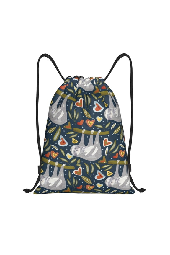 Drawstring Backpack - cute sloth A Splash Proof Small Drawstring Gym Bag for Women Men, Cinch Sports String Bag Backpack for Travel Swimming Beach