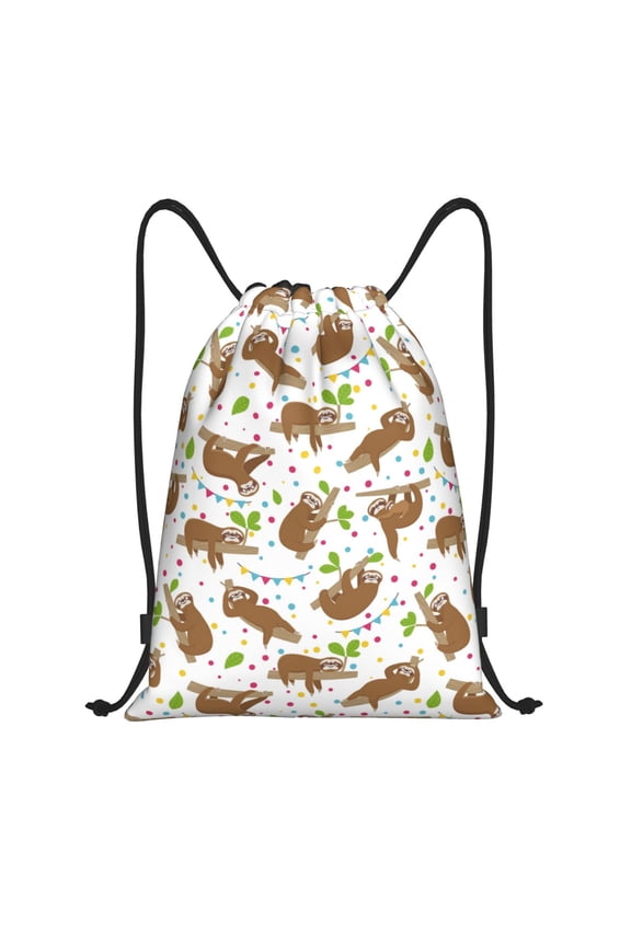 Drawstring Backpack - cute sloth AZ Splash Proof Small Drawstring Gym Bag for Women Men, Cinch Sports String Bag Backpack for Travel Swimming Beach