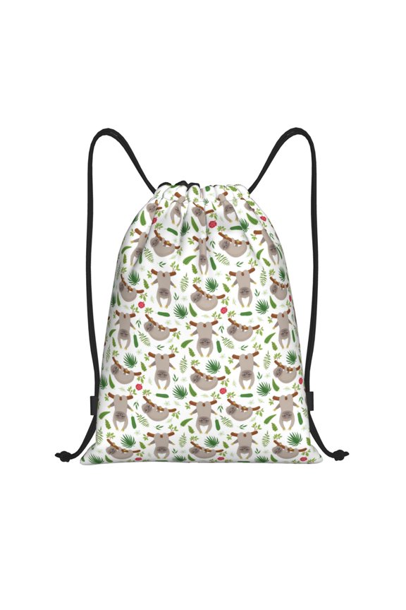 Drawstring Backpack - cute sloth Splash Proof Small Drawstring Gym Bag for Women Men, Cinch Sports String Bag Backpack for Travel Swimming Beach