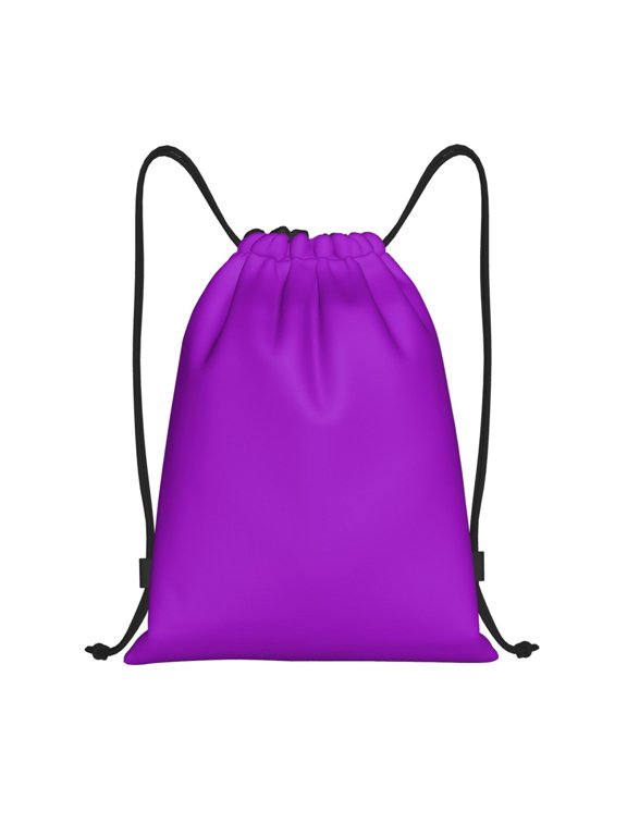 Drawstring Backpack - dark-purple Splash Proof Small Drawstring Gym Bag for Women Men, Cinch Sports String Bag Backpack for Travel Swimming Beach