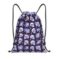thumbnail image 1 of Drawstring Backpack - flower Skull rose Splash Proof Small Drawstring Gym Bag for Women Men, Cinch Sports String Bag Backpack for Travel Swimming Beach, 1 of 8