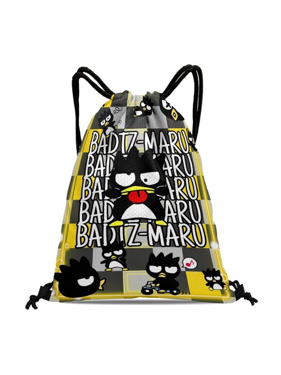 Drawstring Backpack for Badtz Maru Sackpack Adults Women Men Party Favor Bags Sports for Gym Travel Swimming Hiking Camping Tote Bag 15.7 × 17.7 in