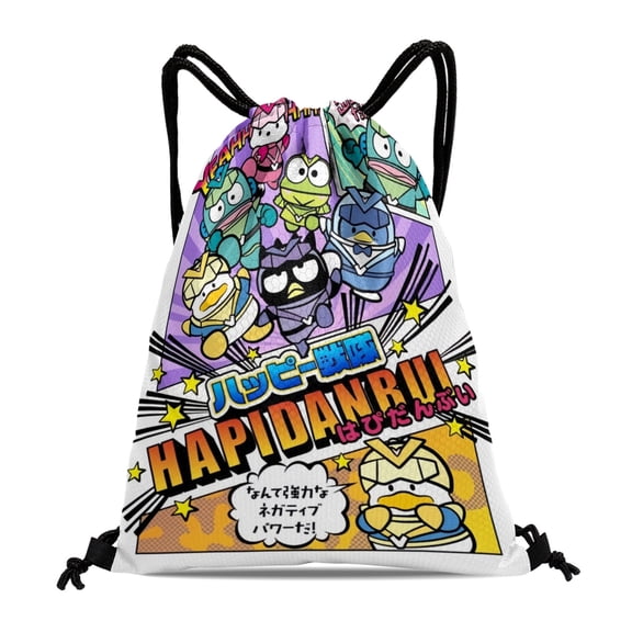 Drawstring Backpack for Badtz Maru Sackpack Adults Women Men Party Favor Bags Sports for Swimming Gym Travel Hiking Camping Tote Bag 11.8 × 15.7 in