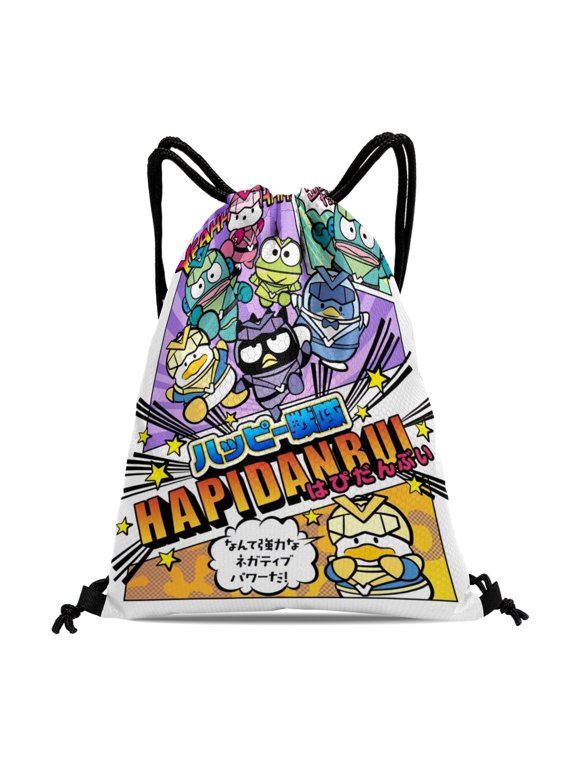 Drawstring Backpack for Badtz Maru Sackpack Adults Women Men Party Favor Bags Sports for Swimming Gym Travel Hiking Camping Tote Bag 11.8 × 15.7 in