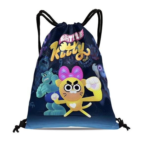 Drawstring Backpack for Battle Kitty Sackpack Adults Women Men Party Favor Bags Sports for Gym Travel Swimming Hiking Camping Tote Bag 11.8 15.7 in