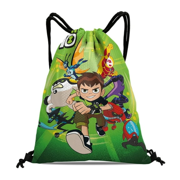 Drawstring Backpack for Ben 10 Party Favor Bags Sackpack Adults Women Men Sports for Swimming Gym Travel Hiking Camping Tote Bag 11.8 × 15.7 in