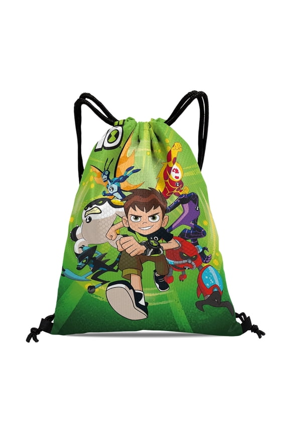Drawstring Backpack for Ben 10 Party Favor Bags Sackpack Adults Women Men Sports for Swimming Gym Travel Hiking Camping Tote Bag 15.7 × 17.7 in