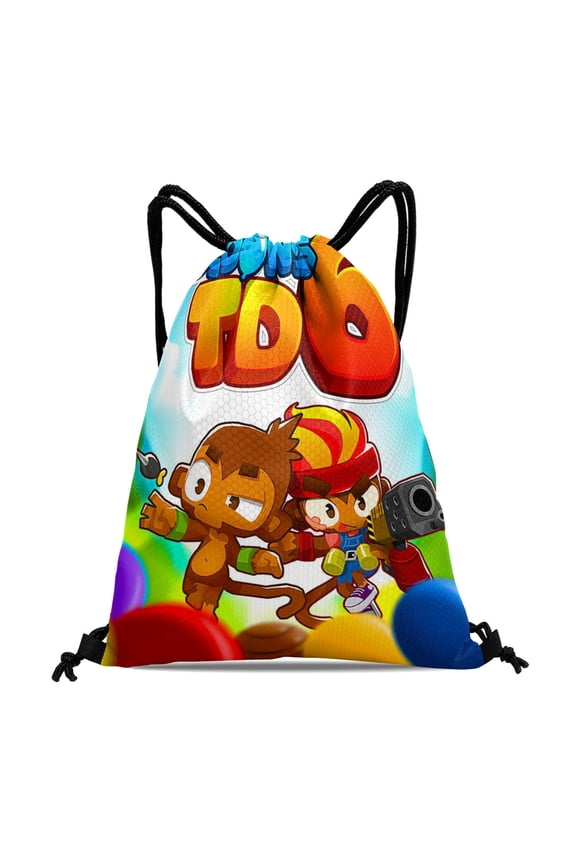 Drawstring Backpack for Bloons TD Sackpack Adults Women Men Party Favor Bags Sports for Gym Travel Swimming Hiking Camping Tote Bag 15.7 × 17.7 in