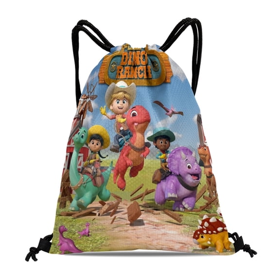 Drawstring Backpack for Dino Ranch Sackpack Adults Women Men Party Favor Bags Sports for Gym Travel Swimming Hiking Camping Tote Bag 11.8 15.7 in