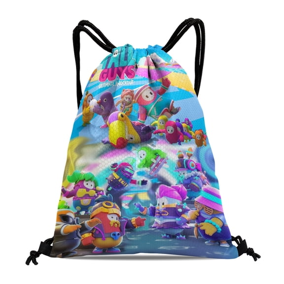 Drawstring Backpack for Fall Guys Party Favor Bags Sackpack Adults Women Men Sports for Gym Travel Swimming Hiking Camping Tote Bag 11.8 15.7 in