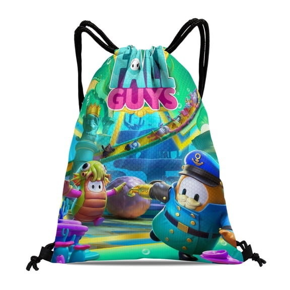 Drawstring Backpack for Fall Guys Sackpack Adults Women Men Party Favor Bags Sports for Gym Travel Swimming Hiking Camping Tote Bag 11.8 15.7 in