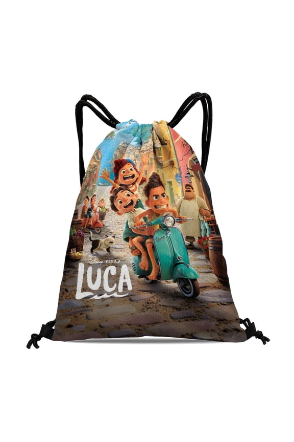 Drawstring Backpack for Luca Party Favor Bags Sackpack Adults Women Men Sports for Gym Travel Swimming Hiking Camping Tote Bag 15.7 × 17.7 in