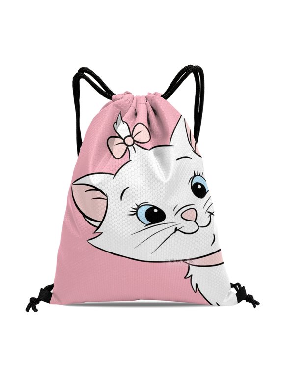 Drawstring Backpack for Marie Cat Party Favor Bags Sackpack Adults Women Men Sports for Gym Travel Swimming Hiking Camping Tote Bag 11.8 × 15.7 in