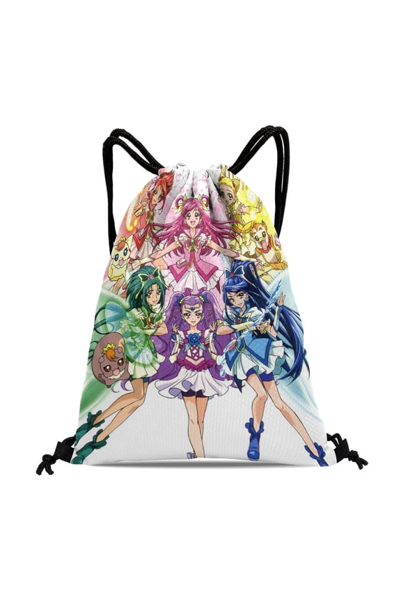 Drawstring Backpack for Pretty Cure Sackpack Adults Women Men Party Favor Bags Sports for Gym Travel Swimming Hiking Camping Tote Bag 11.8 × 15.7 in