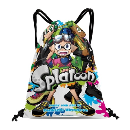 Drawstring Backpack for Splatoon Party Favor Bags Sackpack Adults Women Men Sports for Gym Travel Swimming Hiking Camping Tote Bag 11.8 × 15.7 in