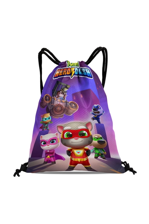 Drawstring Backpack for Talking Tom Sackpack Adults Women Men Party Favor Bags Sports for Gym Travel Swimming Hiking Camping Tote Bag 11.8 × 15.7 in