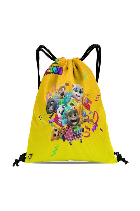 Drawstring Backpack for Talking Tom Sackpack Adults Women Men Party Favor Bags Sports for Swimming Gym Travel Hiking Camping Tote Bag 11.8 × 15.7 in