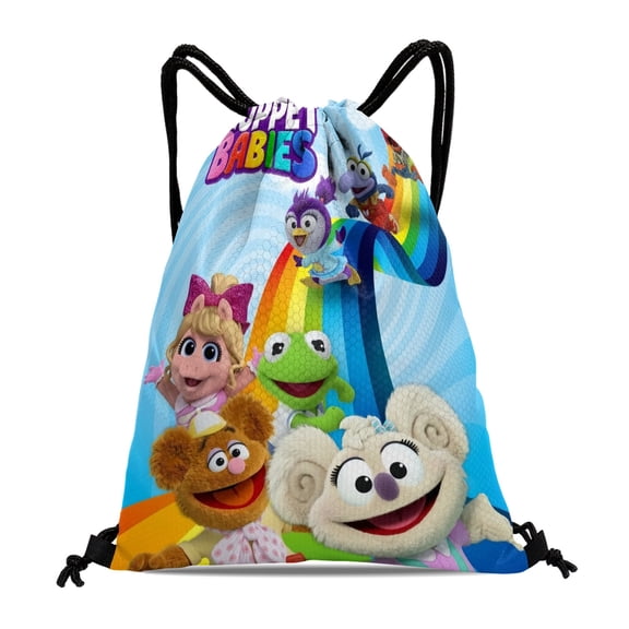 Drawstring Backpack for The Muppets Sackpack Adults Women Men Party Favor Bags Sports for Swimming Gym Travel Hiking Camping Tote Bag 11.8 15.7 in