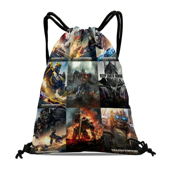 Drawstring Backpack for Transformers Party Favor Bags Sackpack Adults Women Men Sports for Gym Travel Swimming Hiking Camping Tote Bag 11.8 15.7 in