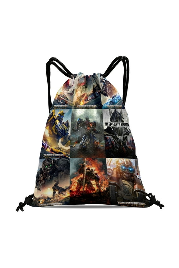 Drawstring Backpack for Transformers Party Favor Bags Sackpack Adults Women Men Sports for Gym Travel Swimming Hiking Camping Tote Bag 11.8 15.7 in