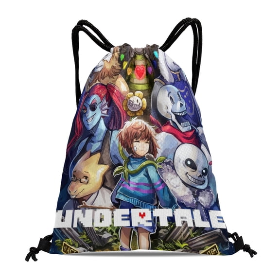 Drawstring Backpack for Undertale Sackpack Women Men Adults Party Favor Bags Sports for Gym Travel Swimming Hiking Camping Tote Bag 15.7  17.7 in