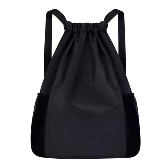 Youersen Drawstring Backpack for Women and Men, Small Side Sack for Gym, Basketball and Soccer, Black