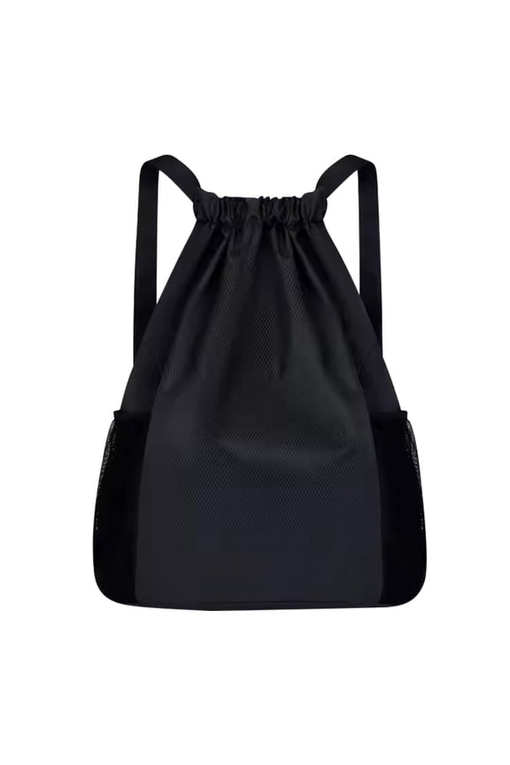 Drawstring Backpack for Women and Men, Small Side Sack for Gym, Basketball and Soccer, Black
