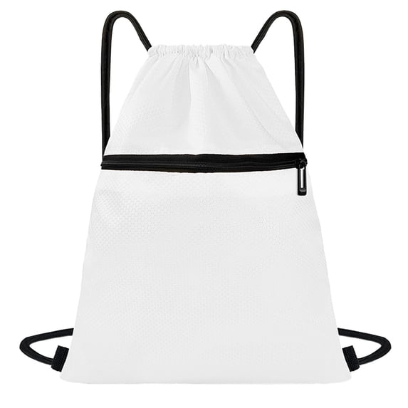Drawstring Backpack for Women with One Zippered Pocket, Waterproof, Large Sports Gym Sackpack for Traveling Yoga Beach Outdoor(White)