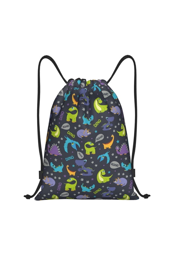 Drawstring Backpack - funny dinosaur Splash Proof Small Drawstring Gym Bag for Women Men, Cinch Sports String Bag Backpack for Travel Swimming Beach