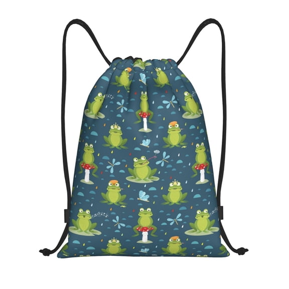 Drawstring Backpack - funny frogs dragonfly Raining Splash Proof Small Drawstring Gym Bag for Women Men, Cinch Sports String Bag Backpack for Travel Swimming Beach
