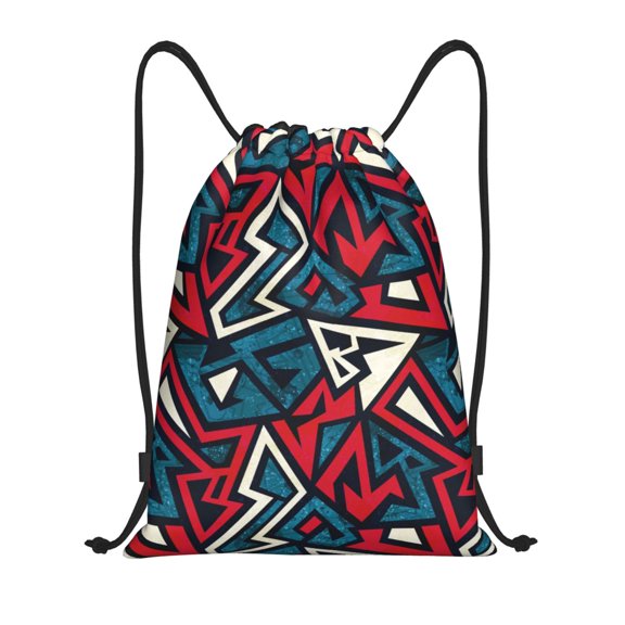 Drawstring Backpack - geometric elements Splash Proof Small Drawstring Gym Bag for Women Men, Cinch Sports String Bag Backpack for Travel Swimming Beach