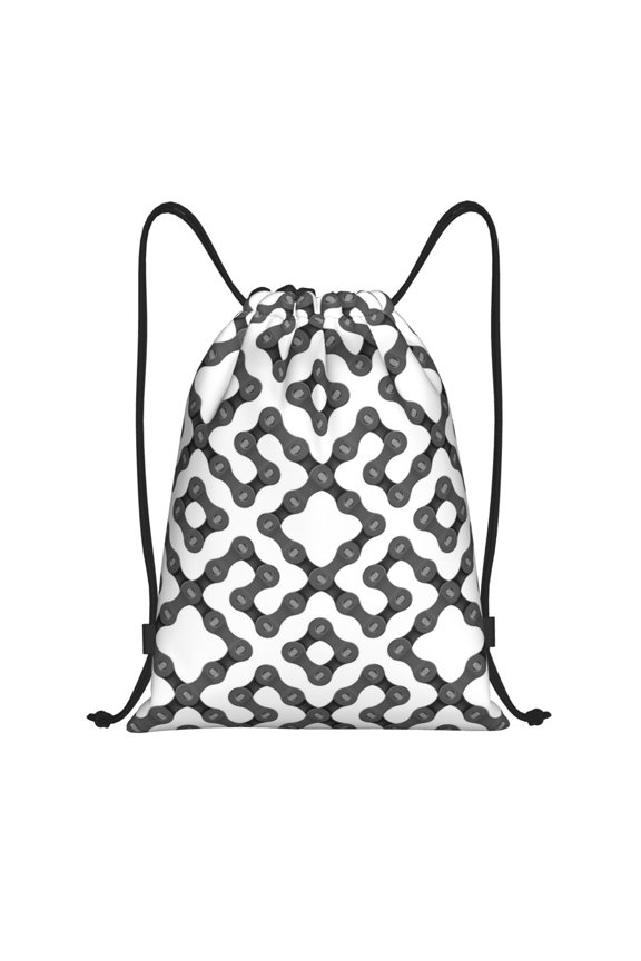Drawstring Backpack - grey Bike chains Pattern Splash Proof Small Drawstring Gym Bag for Women Men, Cinch Sports String Bag Backpack for Travel Swimming Beach
